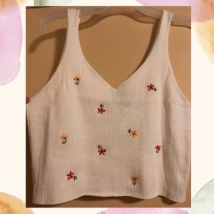 H&M V-neck rib-knit crop top 🌼🧡 NWT